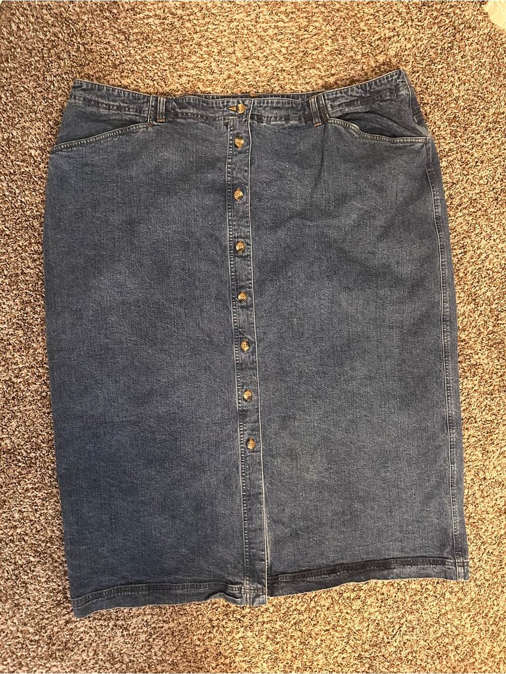 Jones Studio Blue Button-Front Denim Pencil Skirt